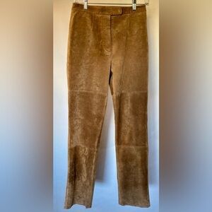 Vintage Bernardo Camel Tan Suede Leather Pants Straight Leg High Waist Size 4
